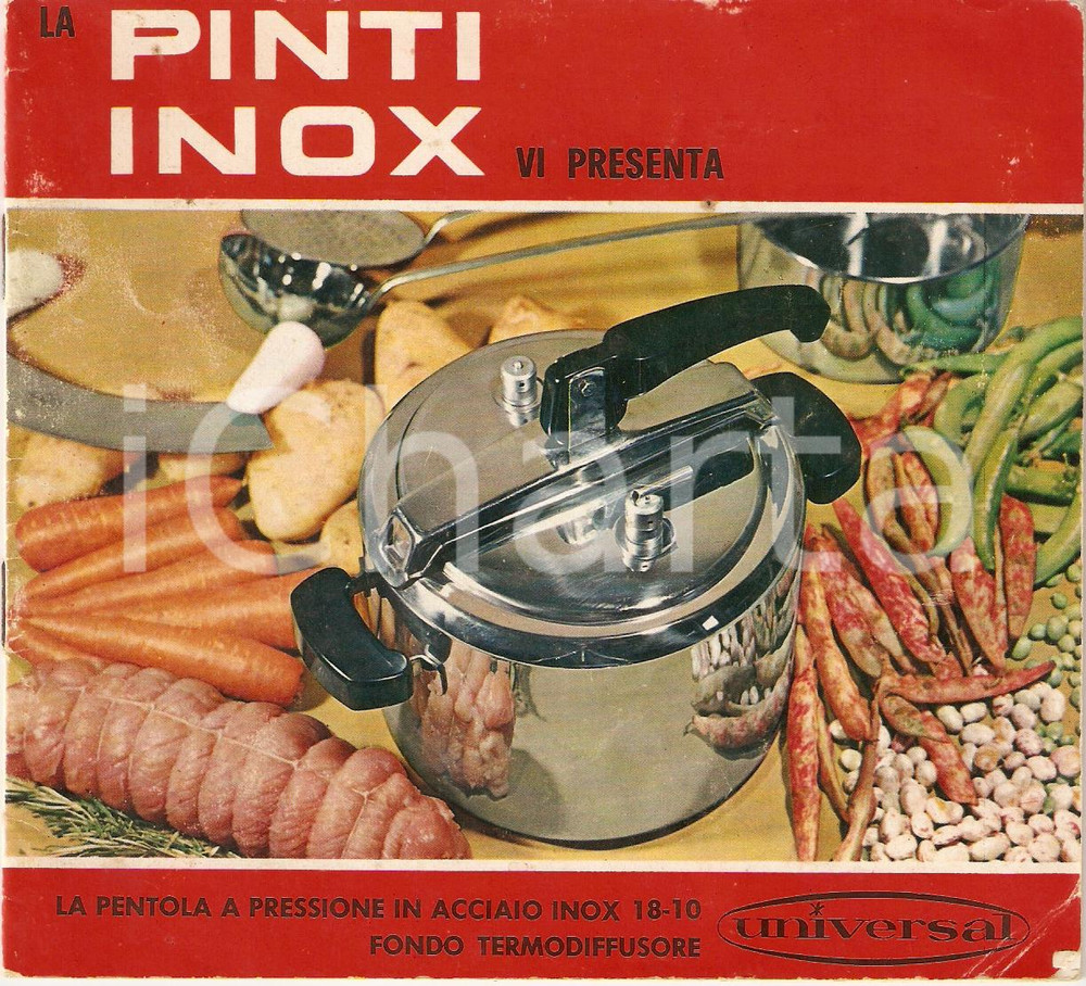 Oggetto da collezione cartaceo 1965 ca PINTI INOX Pentola a pressione UNIVERSAL Manuale d uso 1