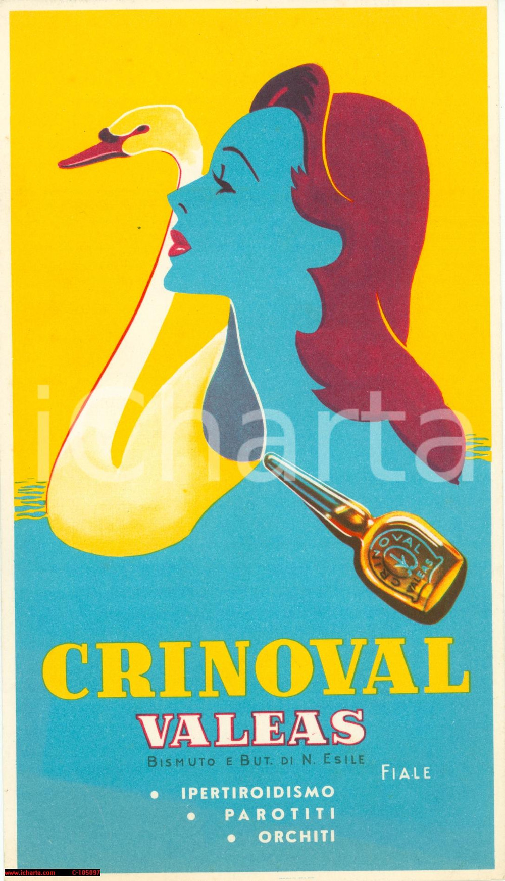 Materiale pubblicitario d’epoca 1955 MILANO Farmaco CRINOVAL  Cartoncino illustrato Pubblicità 1 1
