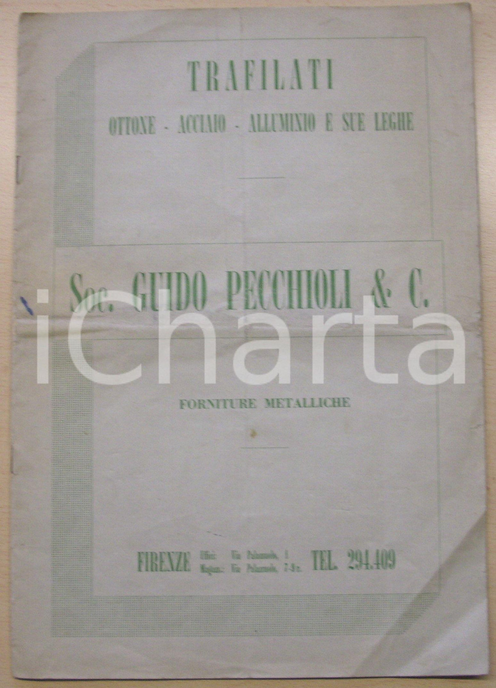 Materiale pubblicitario d’epoca 1950 CIRCA FIRENZE Trafilati ottone Guido PECCHIOLI & C Opuscolo 20 pag. 1