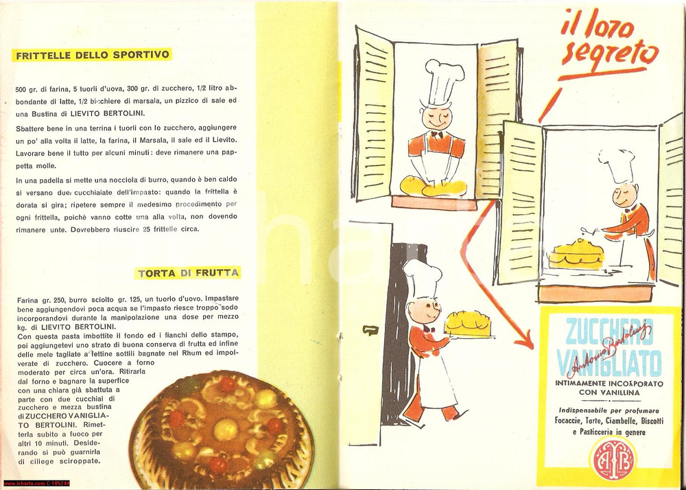 Oggetto da collezione cartaceo 1958 Ditta Antonio BERTOLINI Ricettario illustrato 1