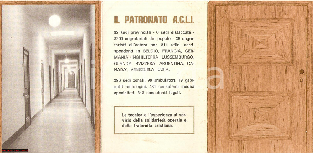 Materiale pubblicitario d’epoca 1950 circa FIRENZE Servizi del PATRONATO A.C.L.I. 1