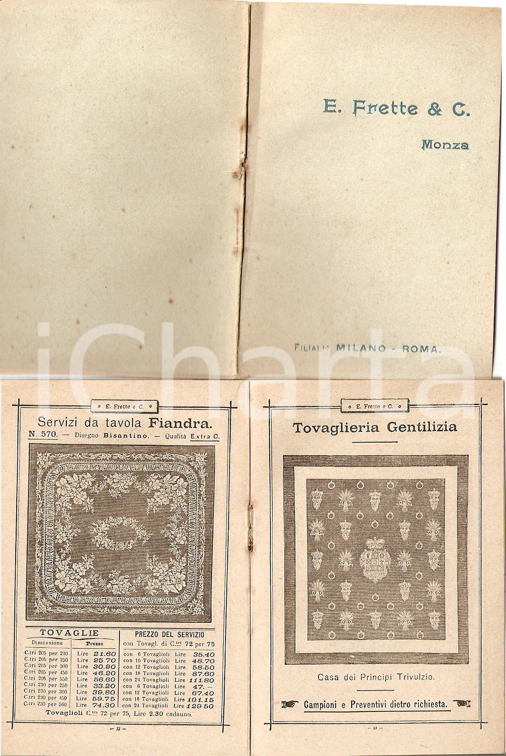 Oggetto da collezione cartaceo 1910 circa MONZA MB Catalogo generale Fabbriche FRETTE 1