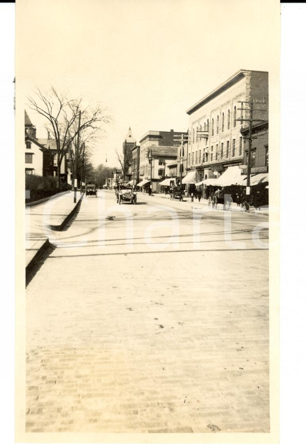 Fotografia d epoca originale 1913 ADAMS MA, USA Cars on PARK STREET looking north 1