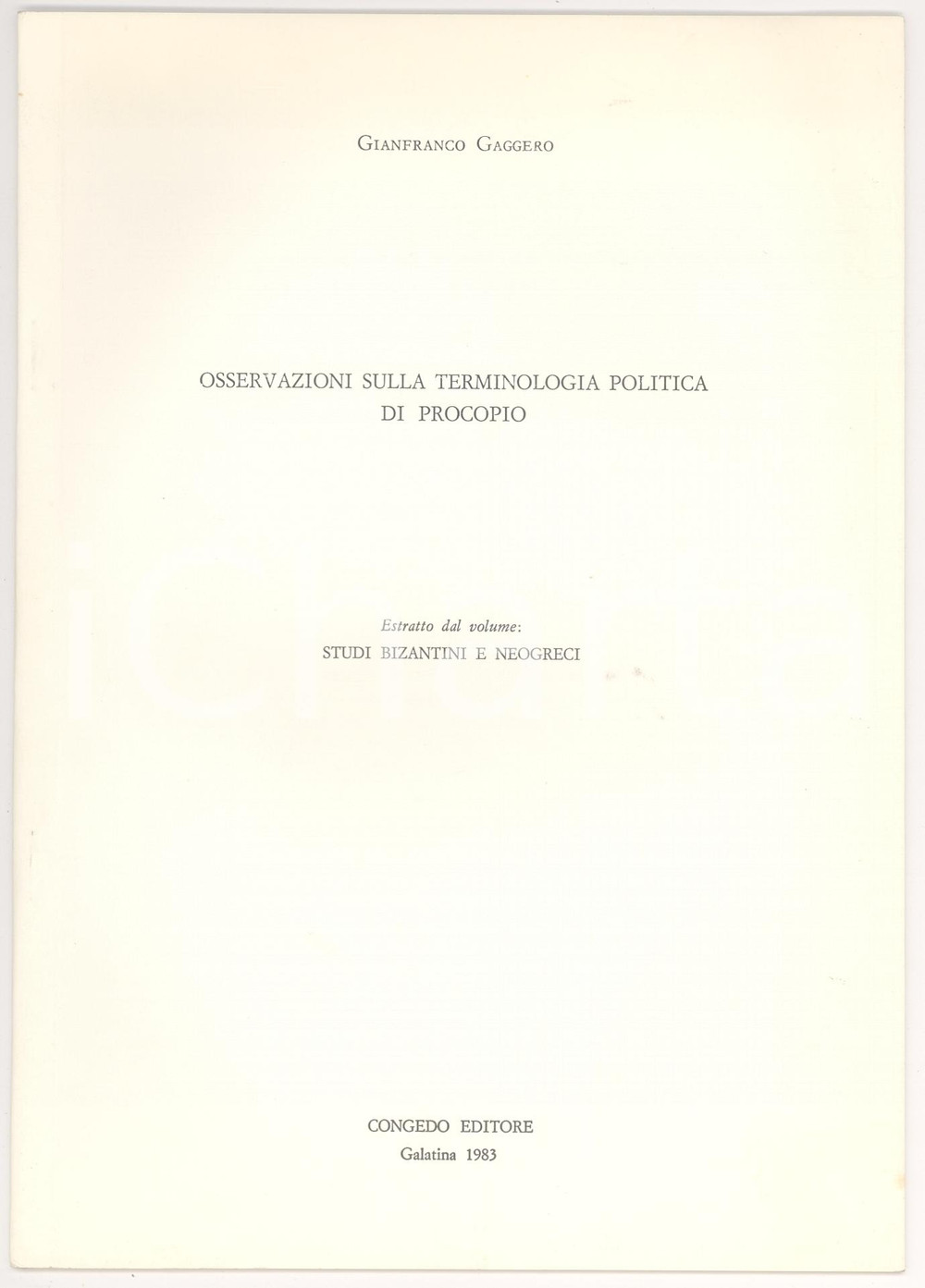Oggetto da collezione cartaceo 1983 Gianfranco GAGGERO Terminologia politica Procopio 1