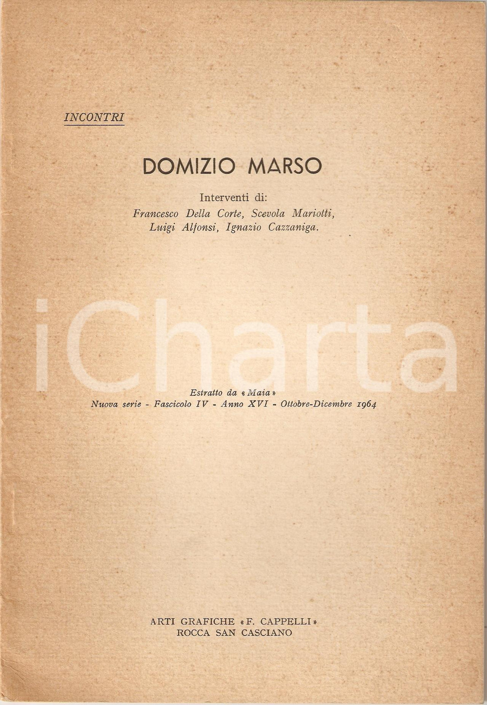 Oggetto da collezione cartaceo 1964 DOMIZIO MARSO Incontri Autografo Scevola MARIOTTI 1