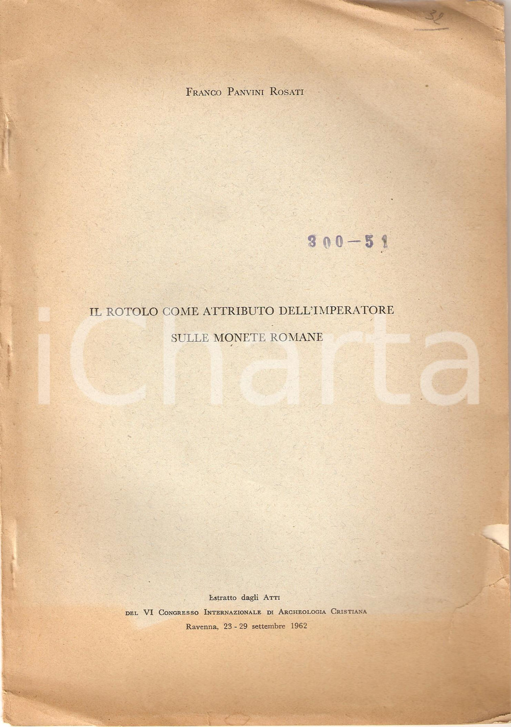 Oggetto da collezione cartaceo 1960 Franco PANVINI ROSATI Rotolo sulle monete romane 1