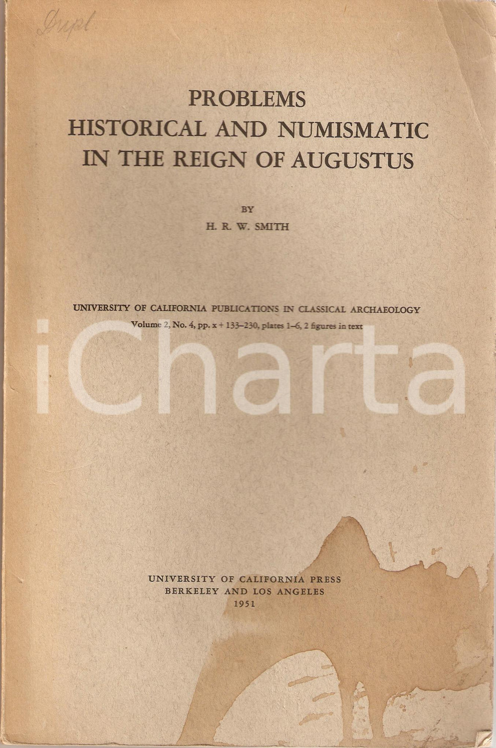Libro, pubblicazione d epoca 1951 H. R. W. SMITH Problems Historical and Numismatic 1