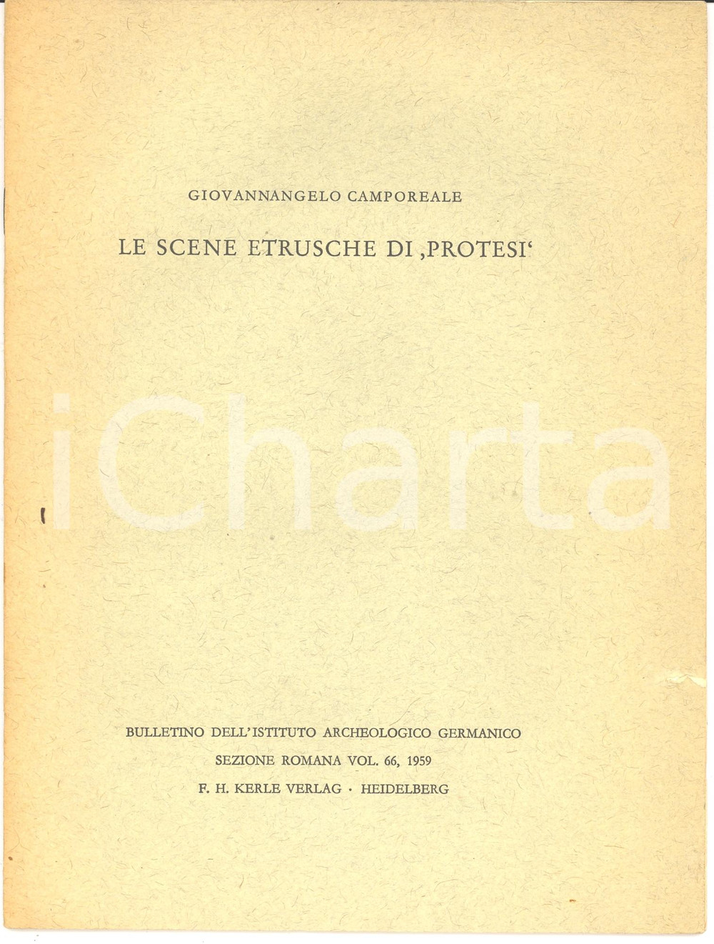 Oggetto da collezione cartaceo 1959 Giovannangelo CAMPOREALE Scene etrusche di Protesi 1