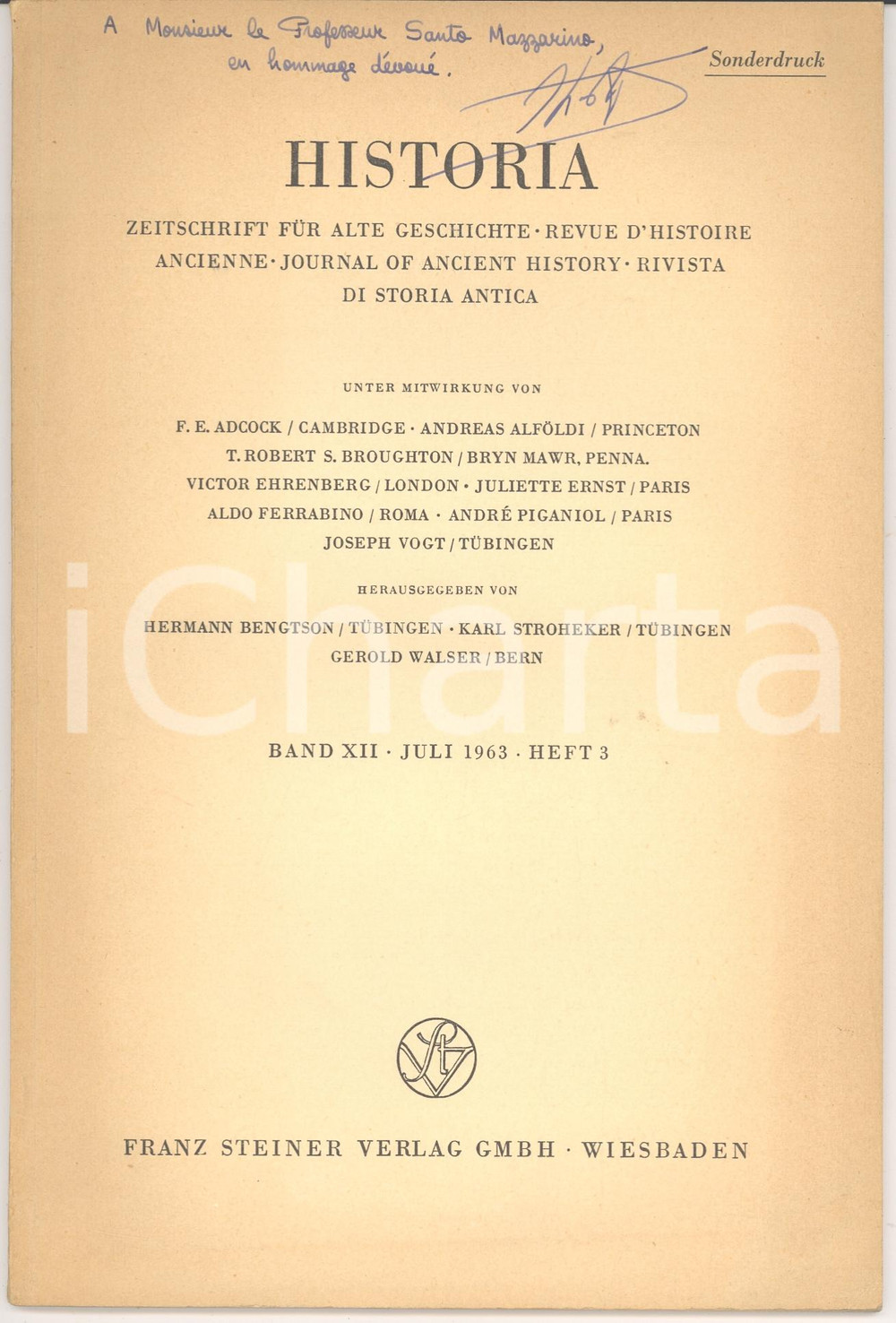 Oggetto da collezione cartaceo 1963 André Chastagnol Diocèse italien BasEmpire Opuscolo con autografo 1