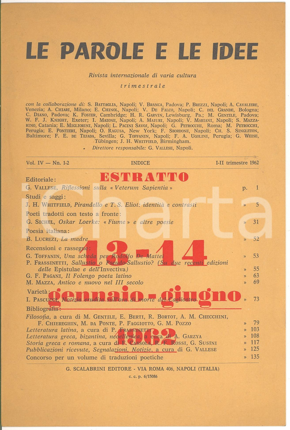 Oggetto da collezione cartaceo 1962 Mario MAZZA Antico e nuovo III secolo Parole Idee 1