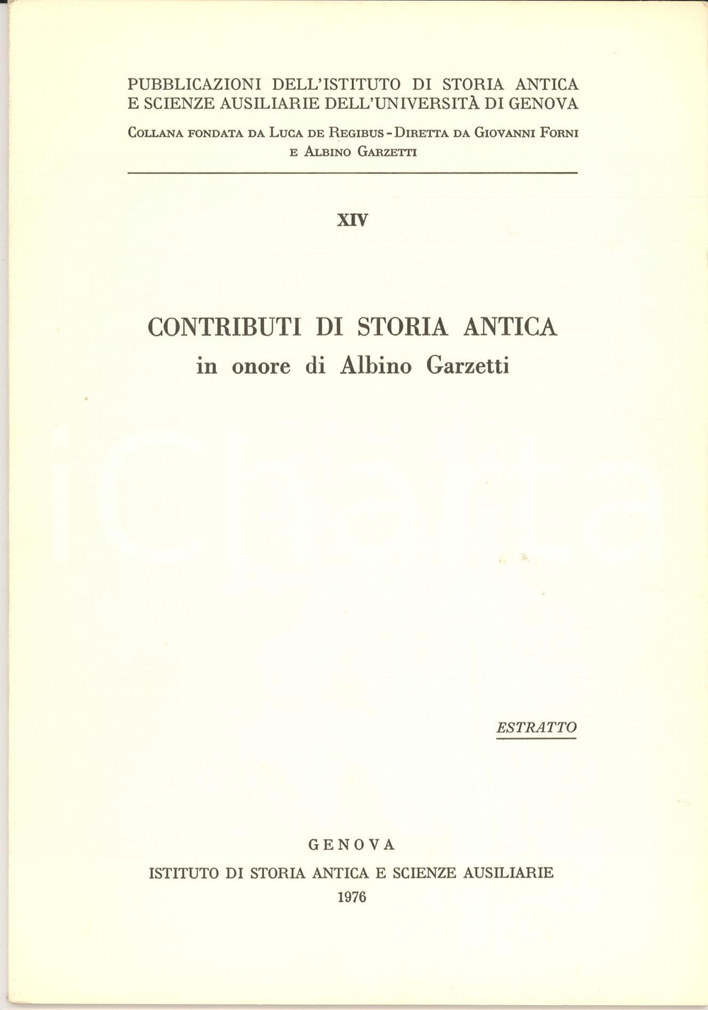 Oggetto da collezione cartaceo 1976 Gianfranco GAGGERO Sertorio Iberi Albino GARZETTI 1