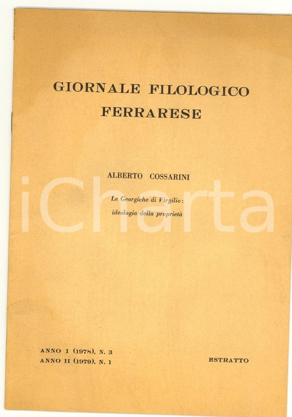 Oggetto da collezione cartaceo 1979 Alberto COSSARINI Le Georgiche Giornale Ferrarese 1