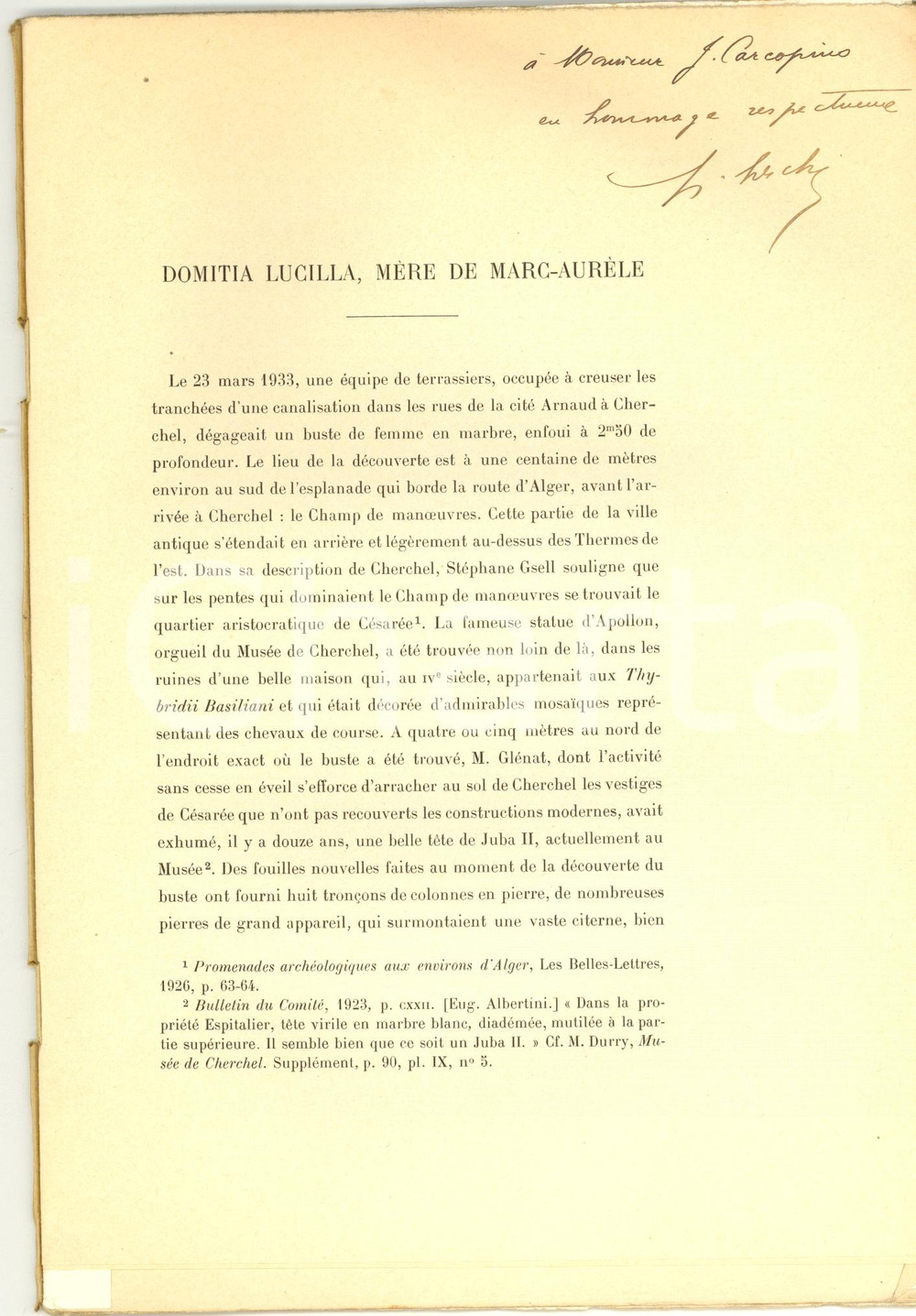 Oggetto da collezione cartaceo 1935 Louis LESCHI DOMITIA LUCILLA mÃ¨re de MarcAurÃ¨le 1