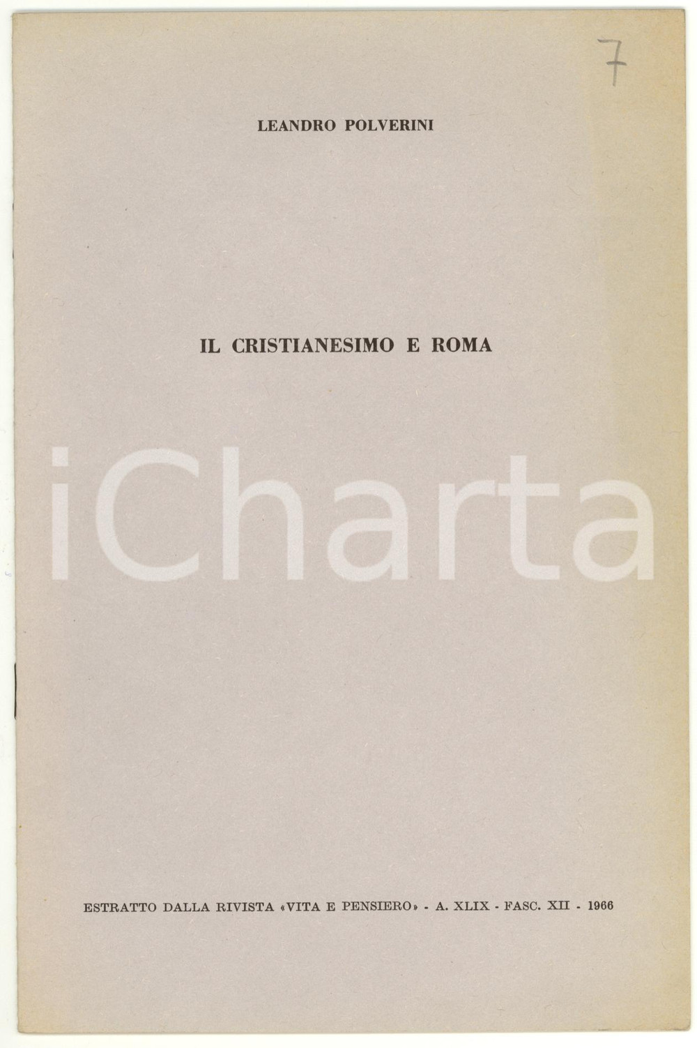 Libro, pubblicazione d epoca 1966 Leandro POLVERINI Il cristianesimo e ROMA 1