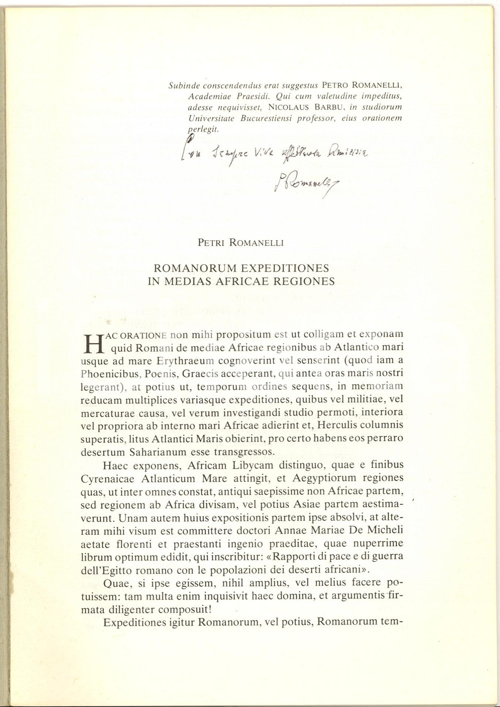 Oggetto da collezione cartaceo 1979 Pietro ROMANELLI Romanorum Expeditiones in Africam 1