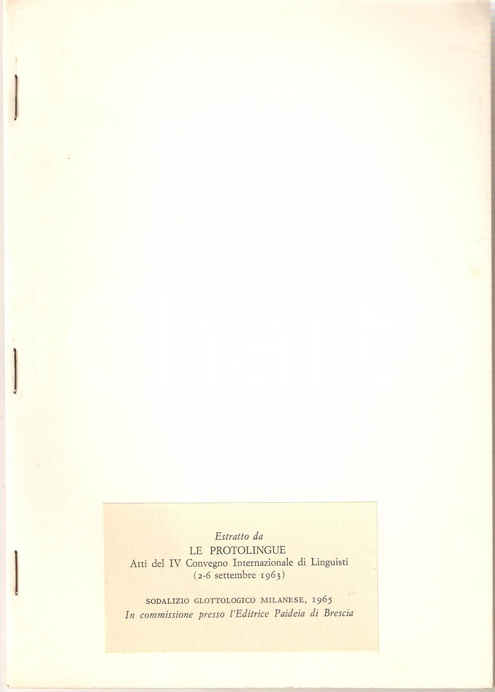 Oggetto da collezione cartaceo 1965 Giovanni GARBINI L unitÃ  linguistica semitica 1
