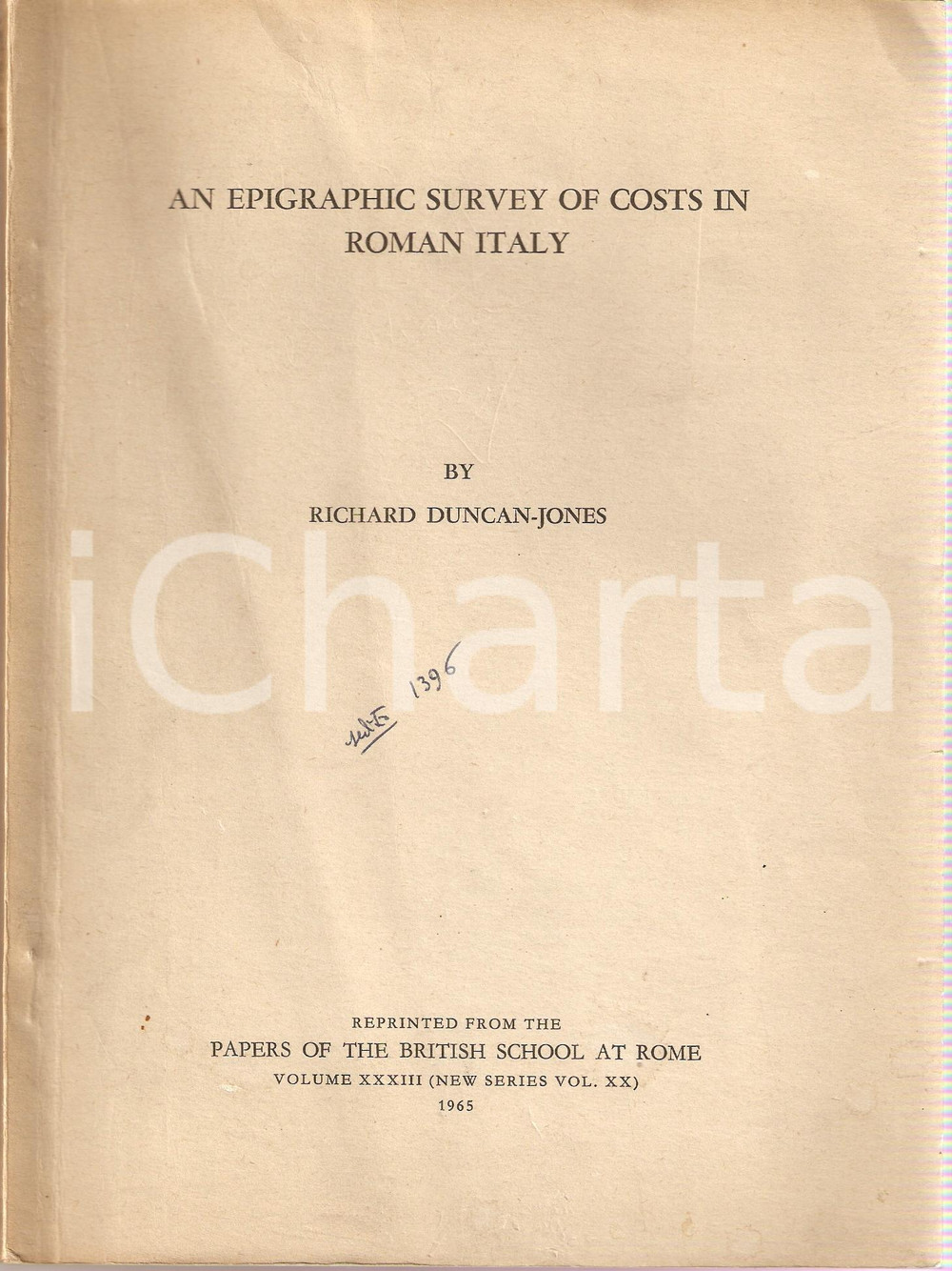 Libro, pubblicazione d epoca 1965 Richard DUNCANJONES An epigraphic survey of costs 1