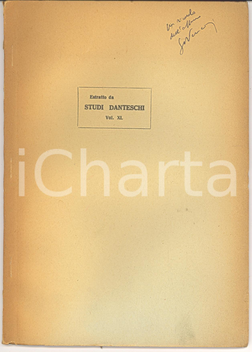 Oggetto da collezione cartaceo 1963 Giovanni NENCIONI Studi danteschi AUTOGRAFO 1