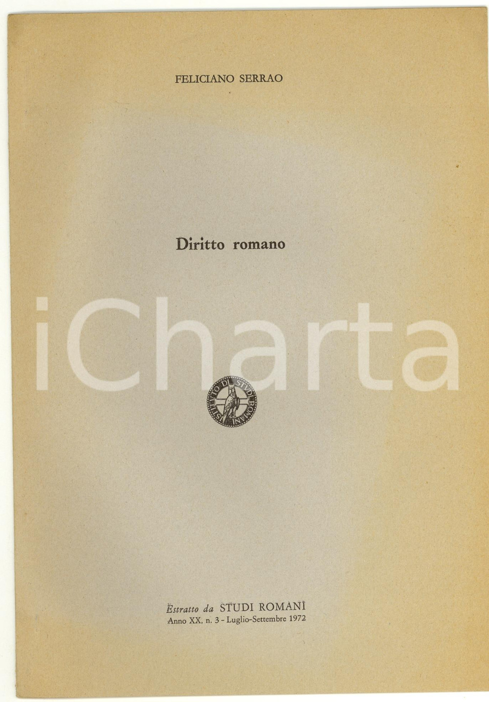 Oggetto da collezione cartaceo 1972 Feliciano SERRAO Diritto romano 1