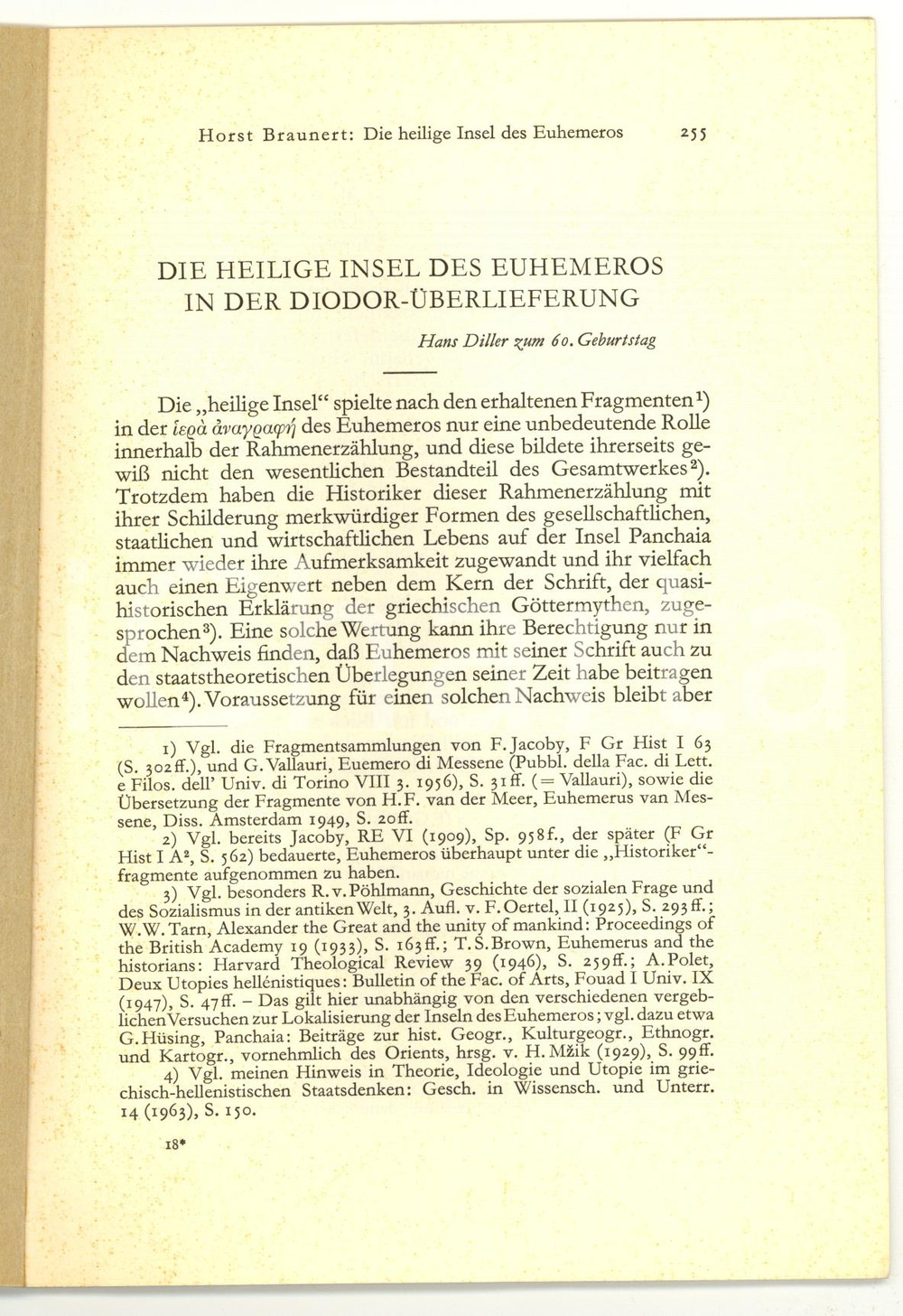 Libro, pubblicazione d epoca 1965 Horst BRAUNERT Die heilige Insel des Euhemeros 1