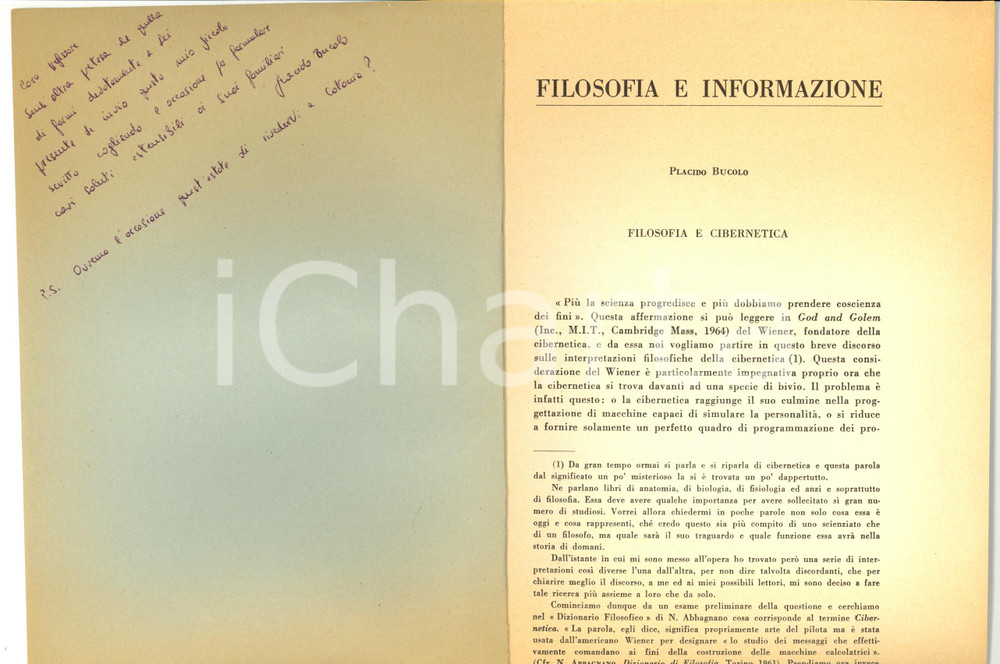 Libro, pubblicazione d epoca 1966 TEORESI Placido BUCOLO Filosofia e cibernetica 1