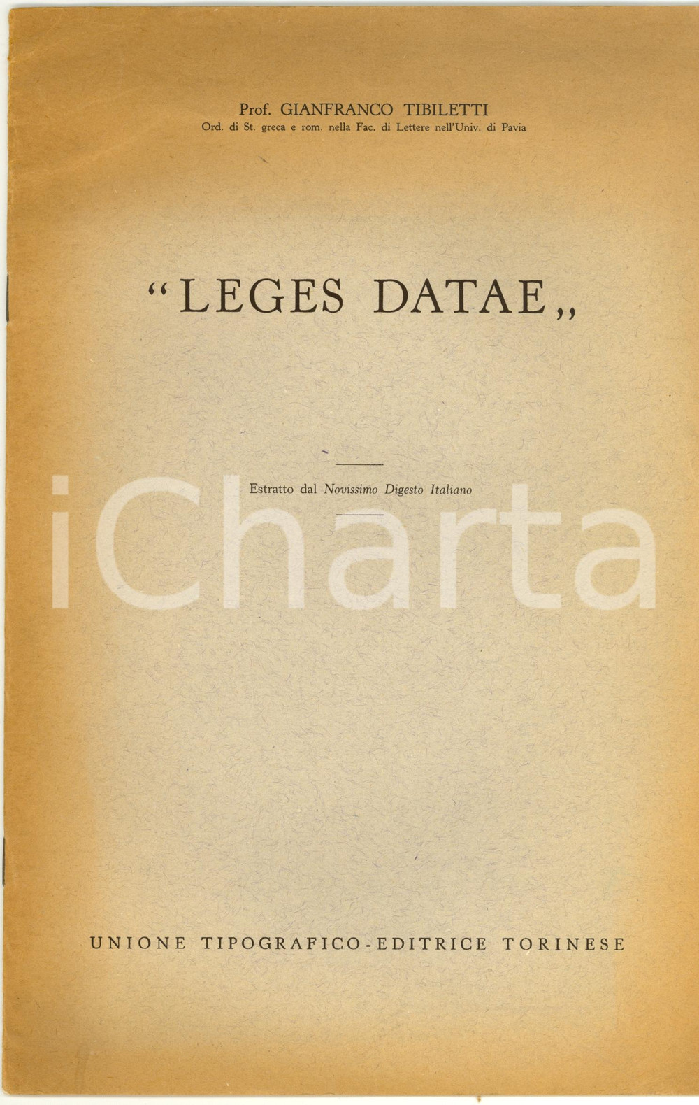 Oggetto da collezione cartaceo 1955 Gianfranco TIBILETTI Leges datae 1