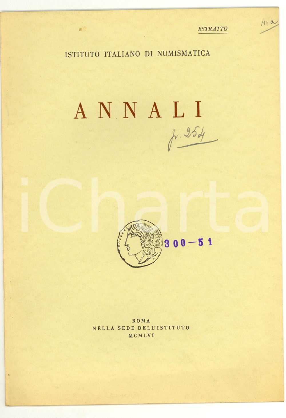 Oggetto da collezione cartaceo 1956 Franco PANVINI ROSATI Problemi di Emporion e Rhode 1