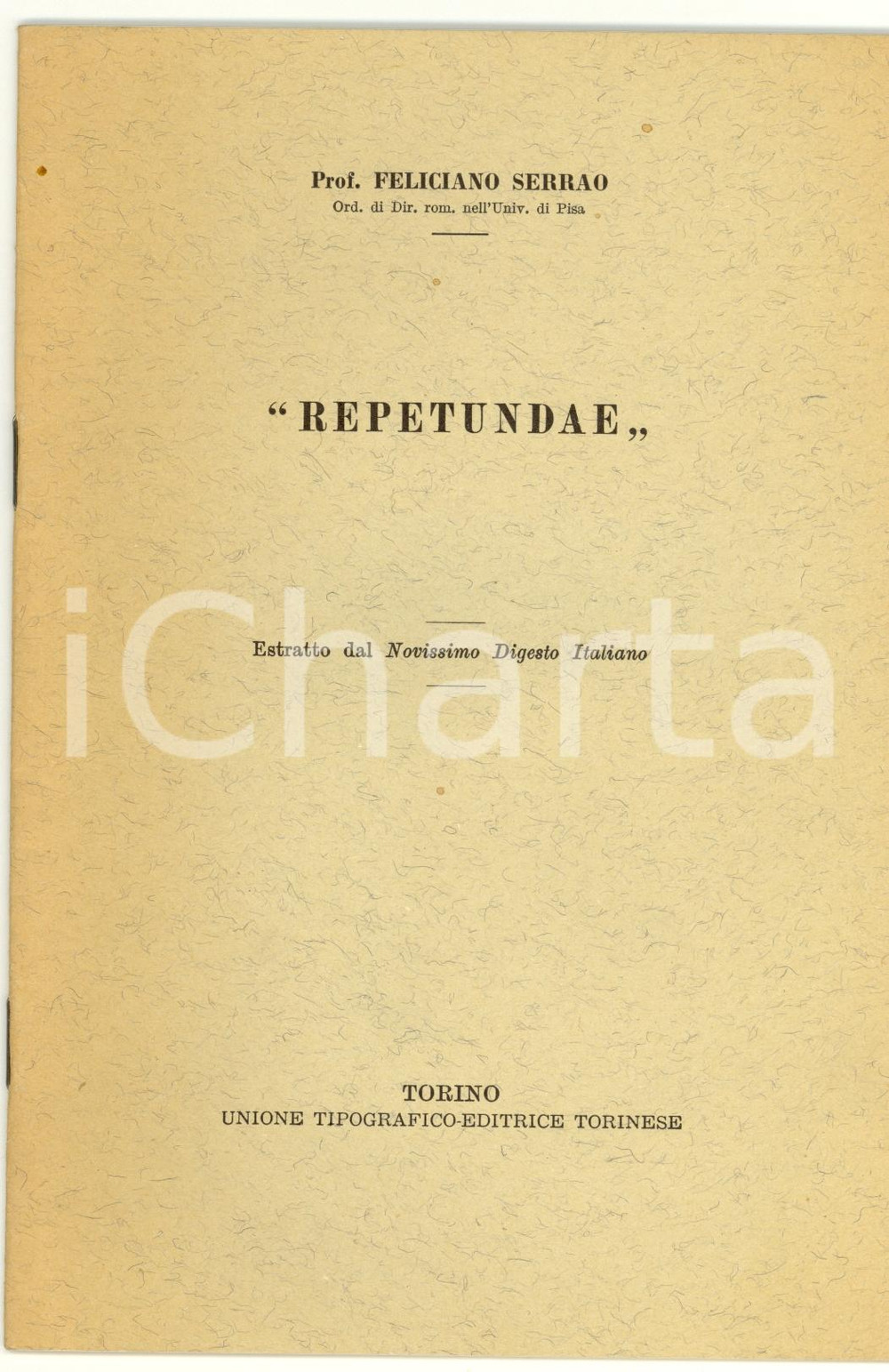 Libro, pubblicazione d epoca 1968 Feliciano SERRAO Repetundae 1