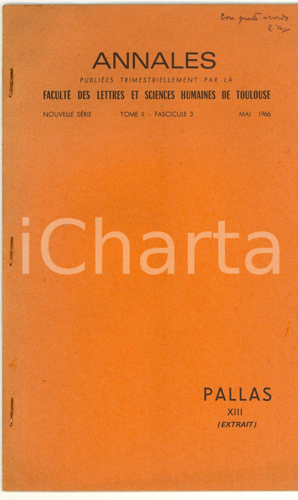 Libro, pubblicazione d epoca 1966 TOULOUSE Antonio GARZYA La tosata di MENANDRO Invio autografo 1