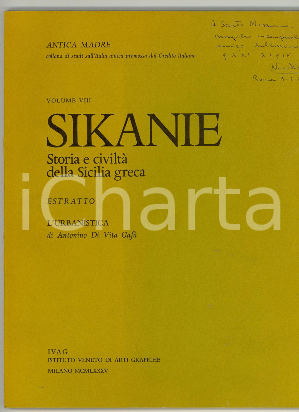 Libro, pubblicazione d epoca 1985 SIKANIE Antonino DI VITA Urbanistica  Autografato 1