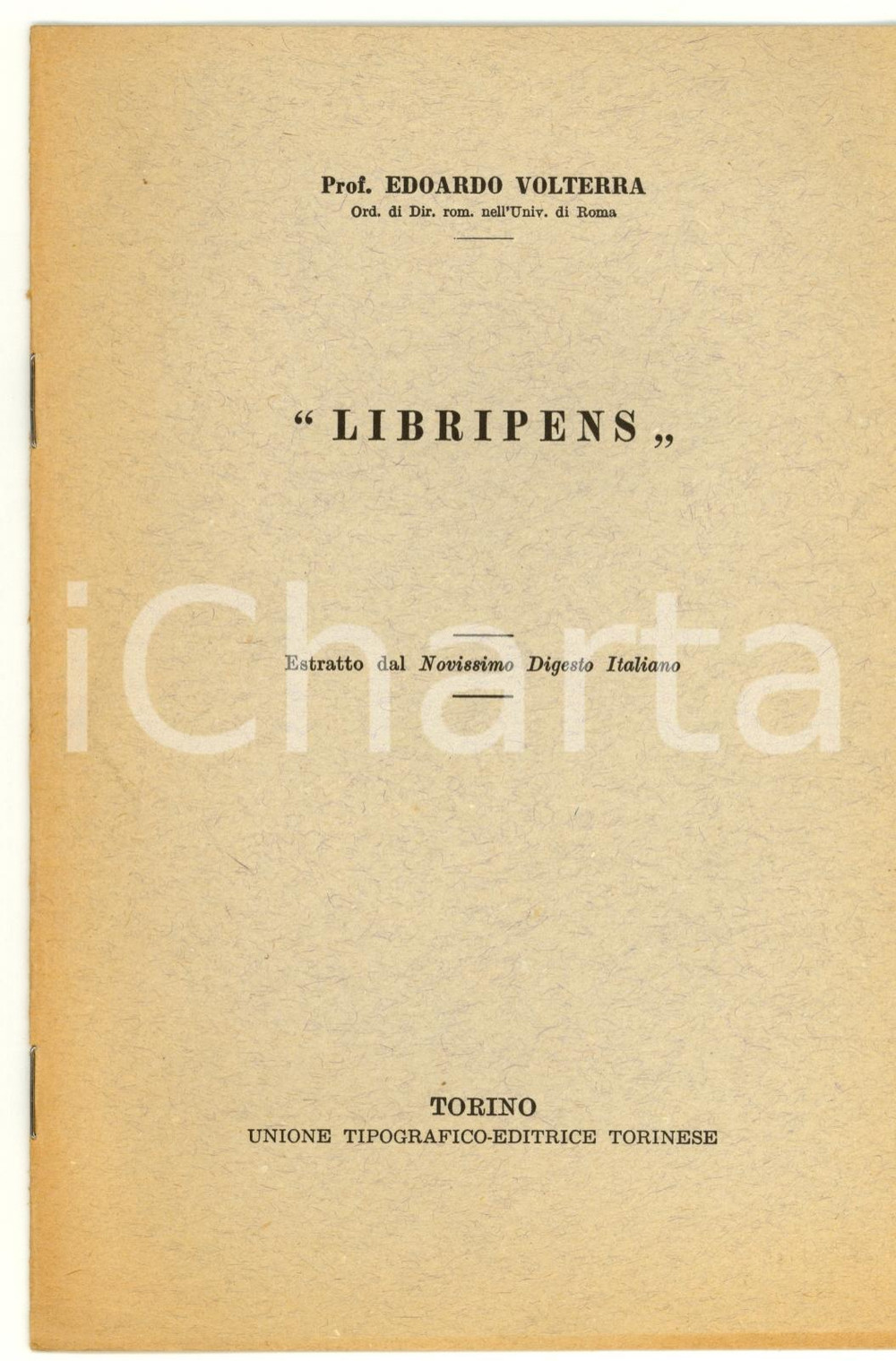 Libro, pubblicazione d epoca 1960 Edoardo VOLTERRA Libripens Novissimo Digesto 1