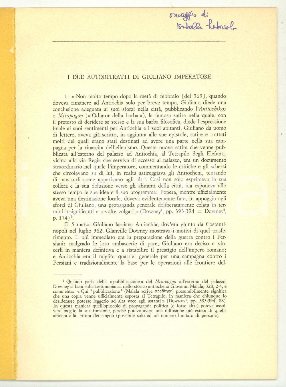 Libro, pubblicazione d epoca 1974 Isabella LABRIOLA Autoritratti Giuliano imperatore 1