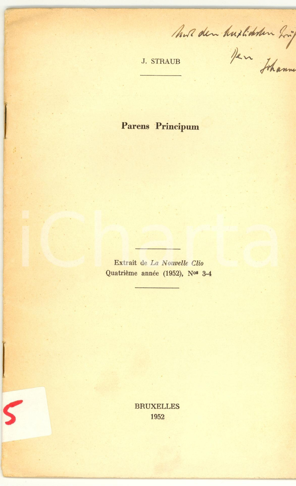 Libro, pubblicazione d epoca 1952 Johannes STRAUB Parens Principum AUTOGRAFATO 1