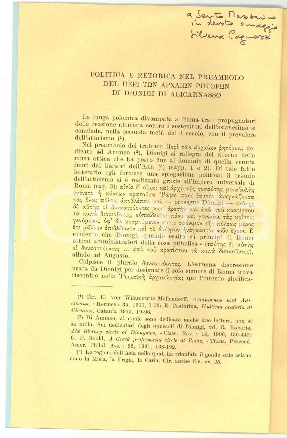Libro, pubblicazione d epoca 1981 Silvana CAGNAZZI Dionigi di Alicarnasso AUTOGRAFO 1
