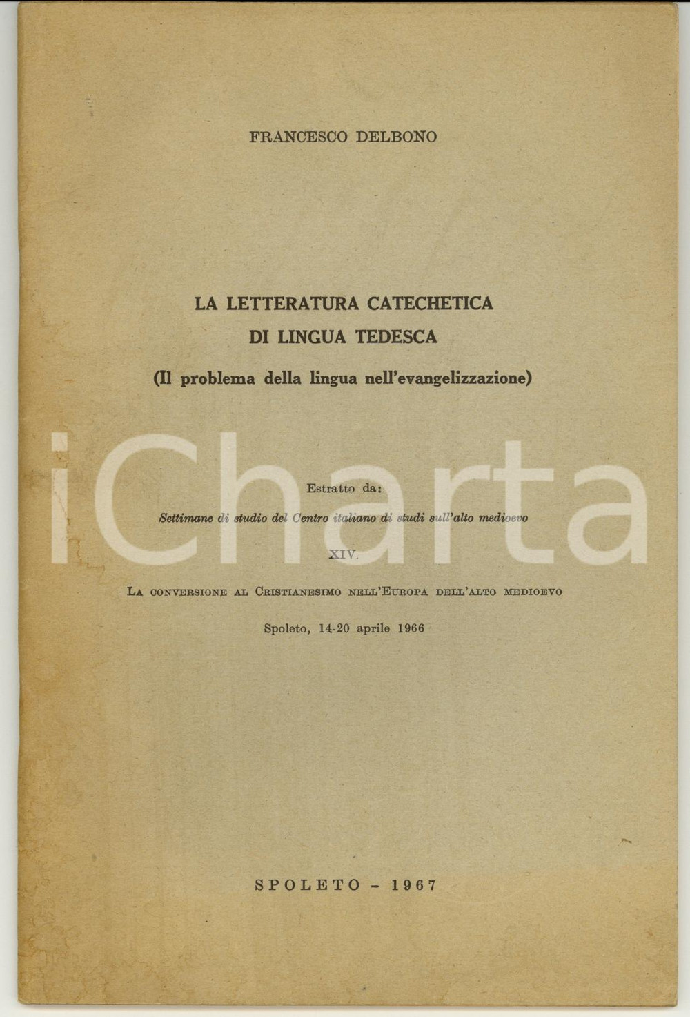 Libro, pubblicazione d epoca 1967 Francesco DELBONO Letteratura catechistica tedesca 1
