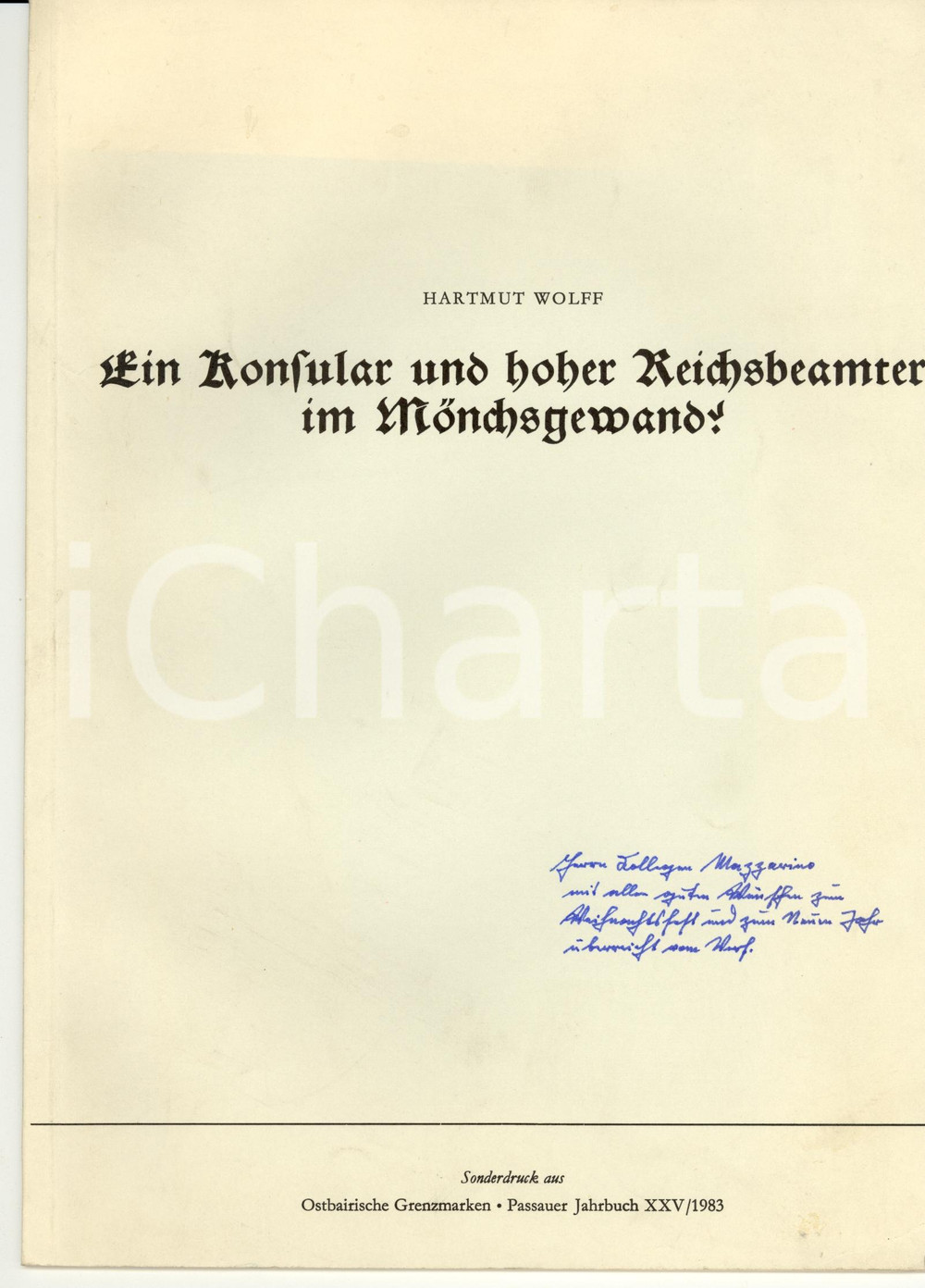 Libro, pubblicazione d epoca 1983 Hartmut WOLFF Ein Konsular und hoher Reichsbeamter 1