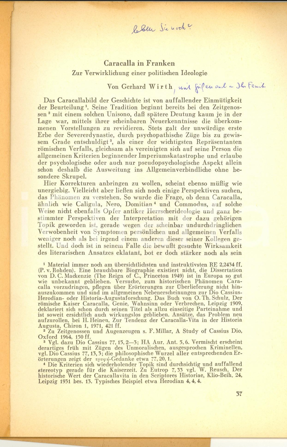 Libro, pubblicazione d epoca 1975 Gehrard WIRTH Caracalla in Franken AUTOGRAPH 1