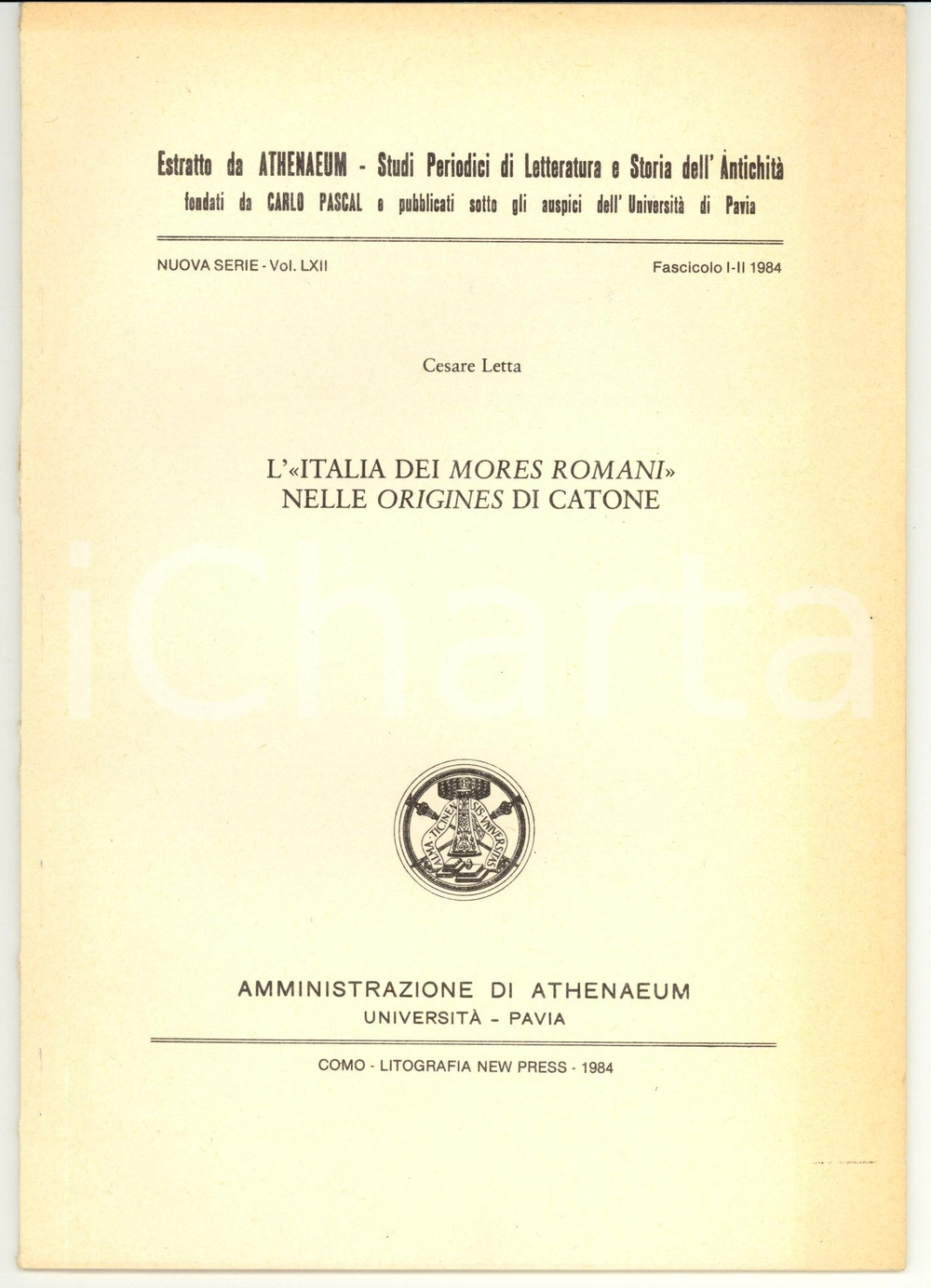 Libro, pubblicazione d epoca 1984 Cesare LETTA L Italia dei mores romani  Invio AUTOGRAFO 1
