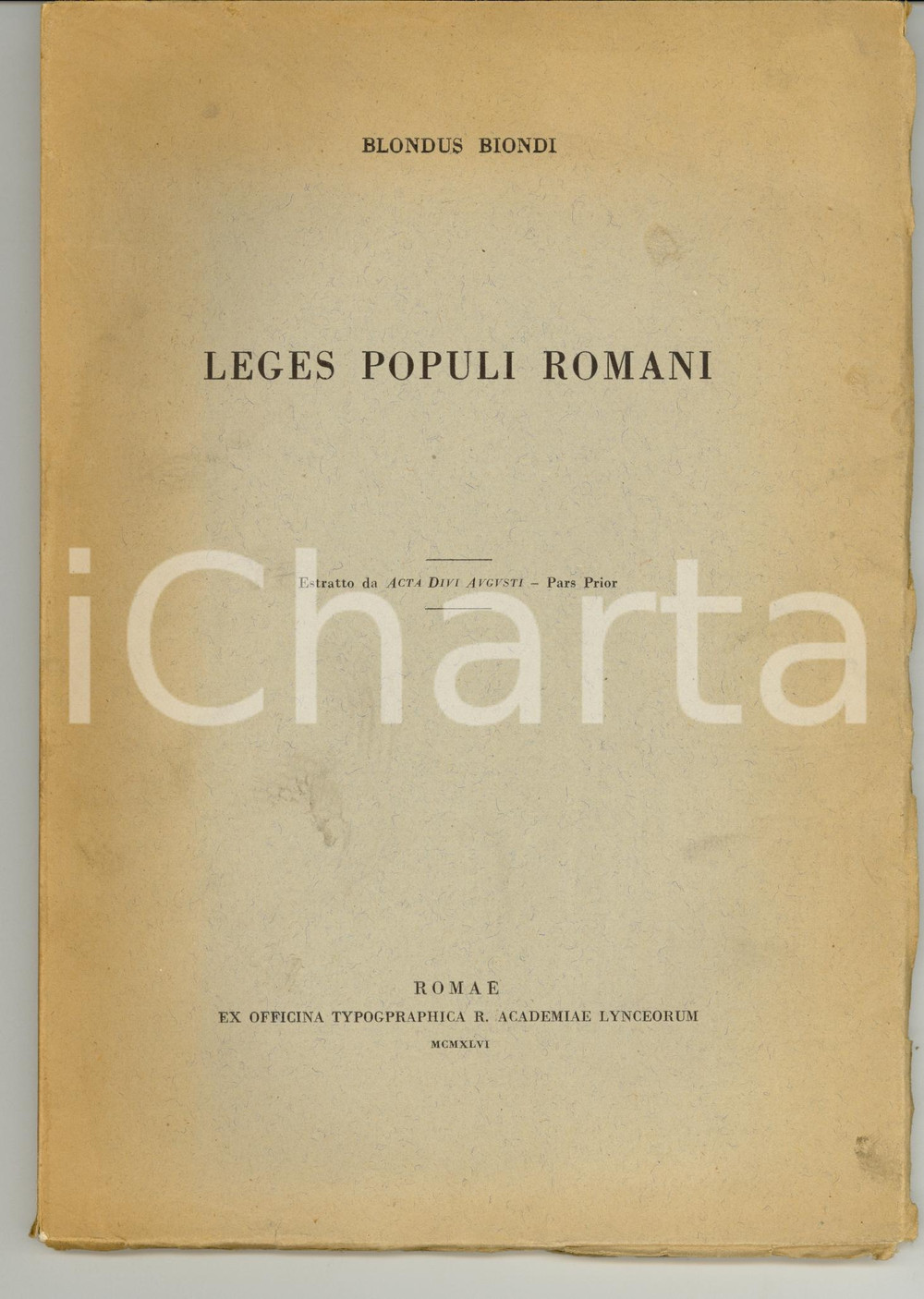 Libro, pubblicazione d epoca 1976 Acc. LINCEI BLONDUS BIONDI Leges populi Romani 1