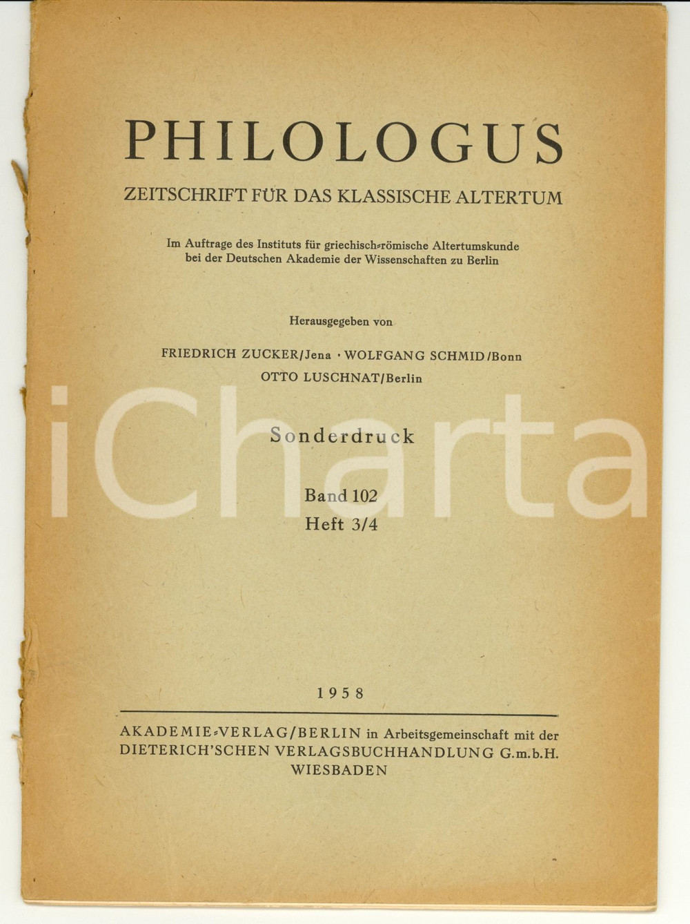 Libro, pubblicazione d epoca 1958 Max TREU Ein Komodienmotiv in zwei Papyri 1