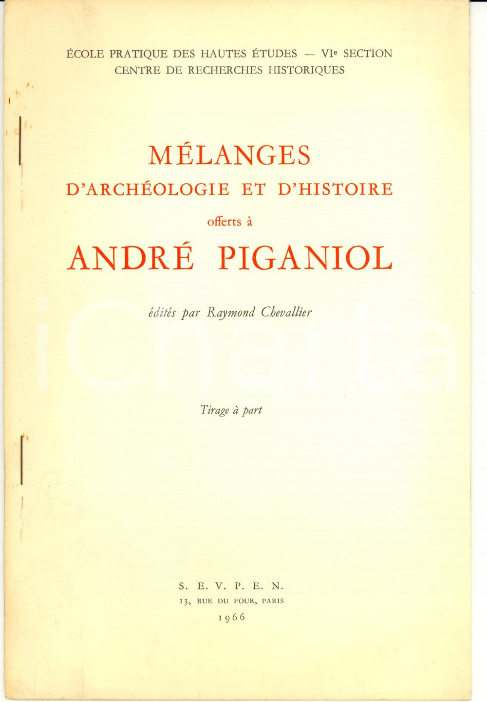 Libro, pubblicazione d epoca 1966 Pedro BOSCHGIMPERA Sur le problème des Etrusques  INVIO AUTOGRAFO 1