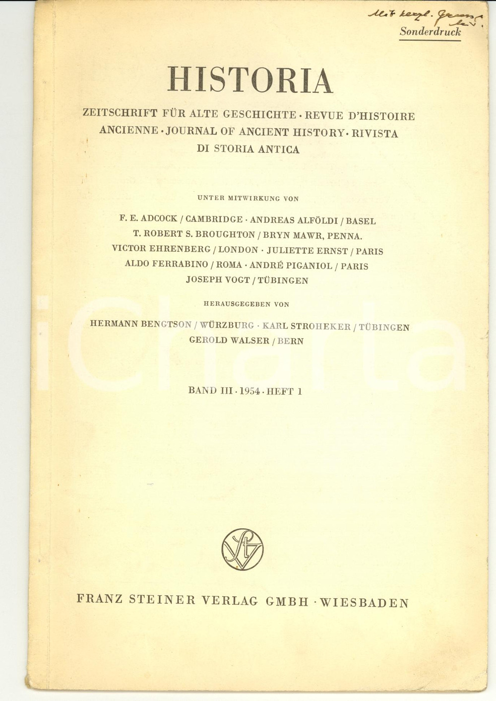 Libro, pubblicazione d epoca 1954 Max TREU Athen und Karthago AUTOGRAPH 1
