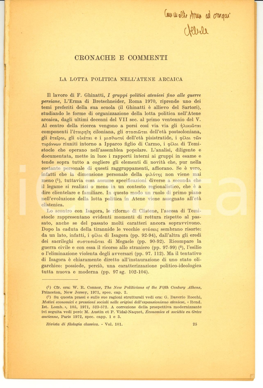 Libro, pubblicazione d epoca 1973 Alfonso MELE Lotta politica nell Atene arcaica AUTOGRAFO 1