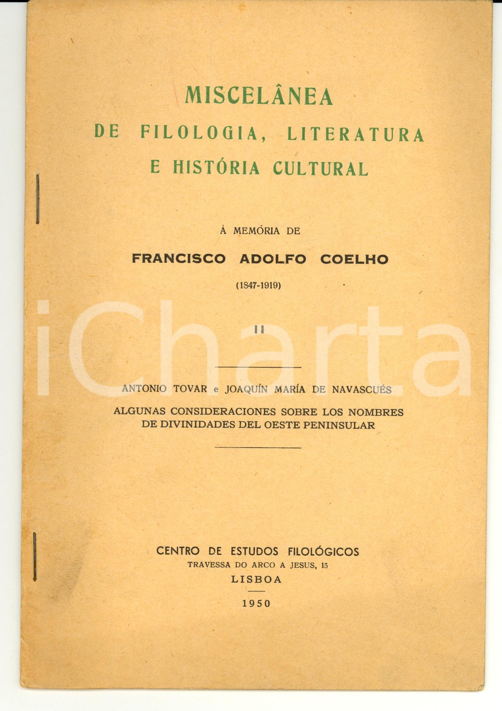 Libro, pubblicazione d epoca 1950 Antonio TOVAR Divinidades del Oeste peninsular AUTOGRAPH 1