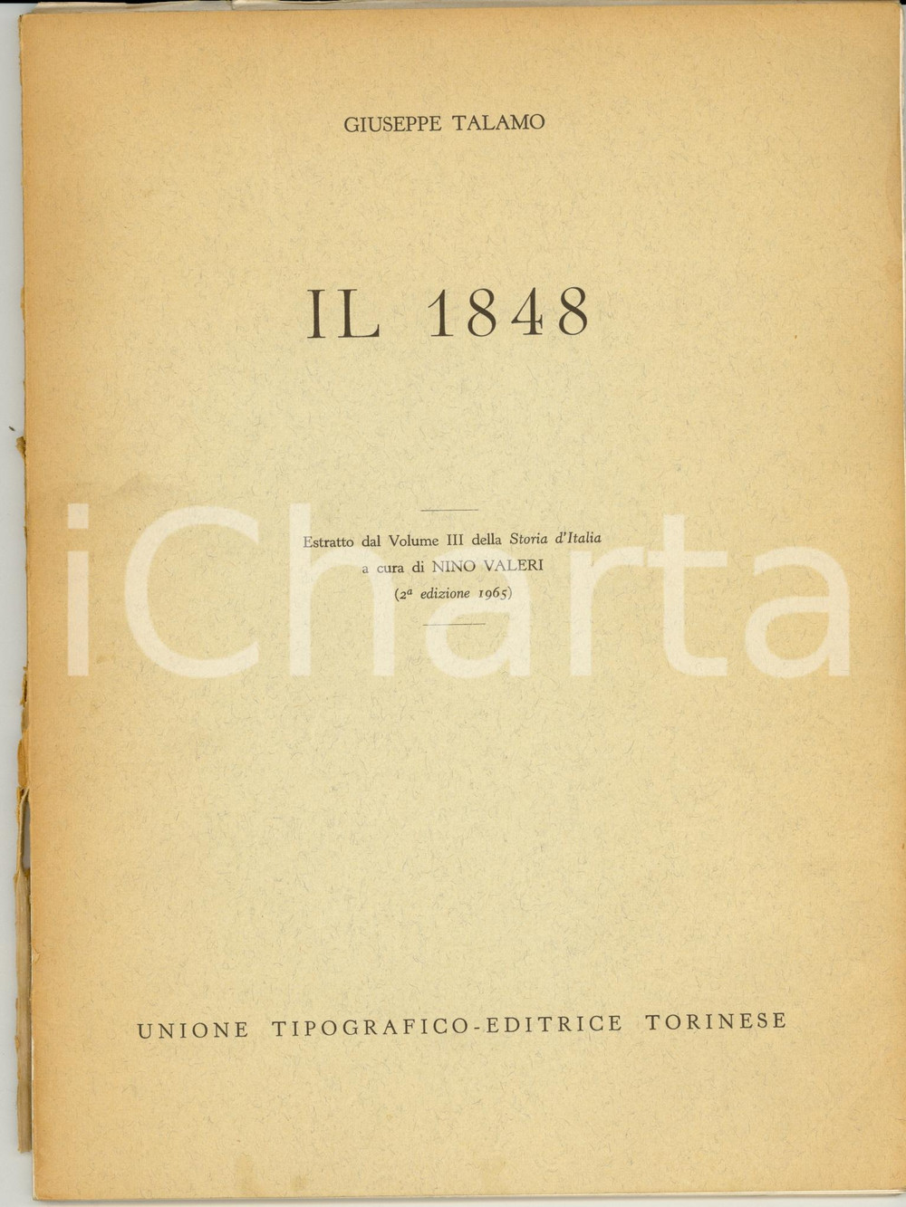 Libro, pubblicazione d epoca 1965 Giuseppe TALAMO Il 1848 Storia d Italia UTET 1