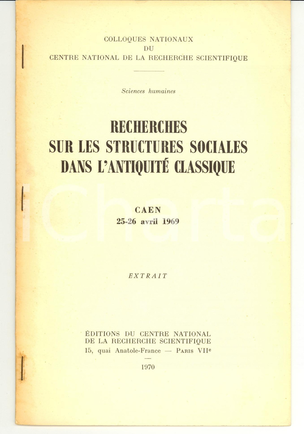 Libro, pubblicazione d epoca 1970 Zvi YAVETZ Structures sociales dans l Antiquité classique INVIO AUTOGRAFO 1
