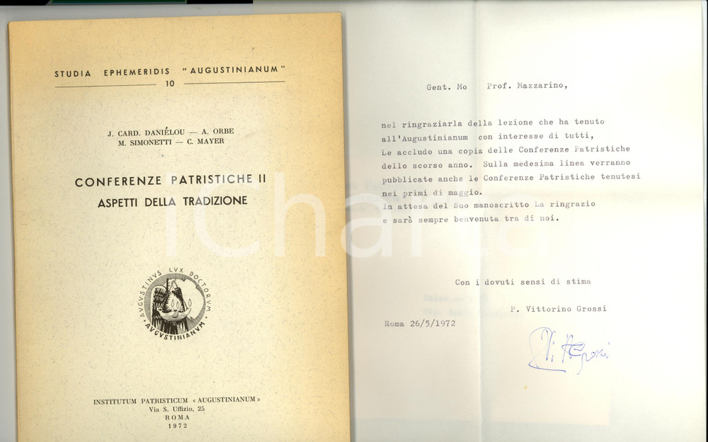 Libro, pubblicazione d epoca 1972 ROMA Conferenze Patristiche padre Vittorino GROSSI AUTOGRAFO 1