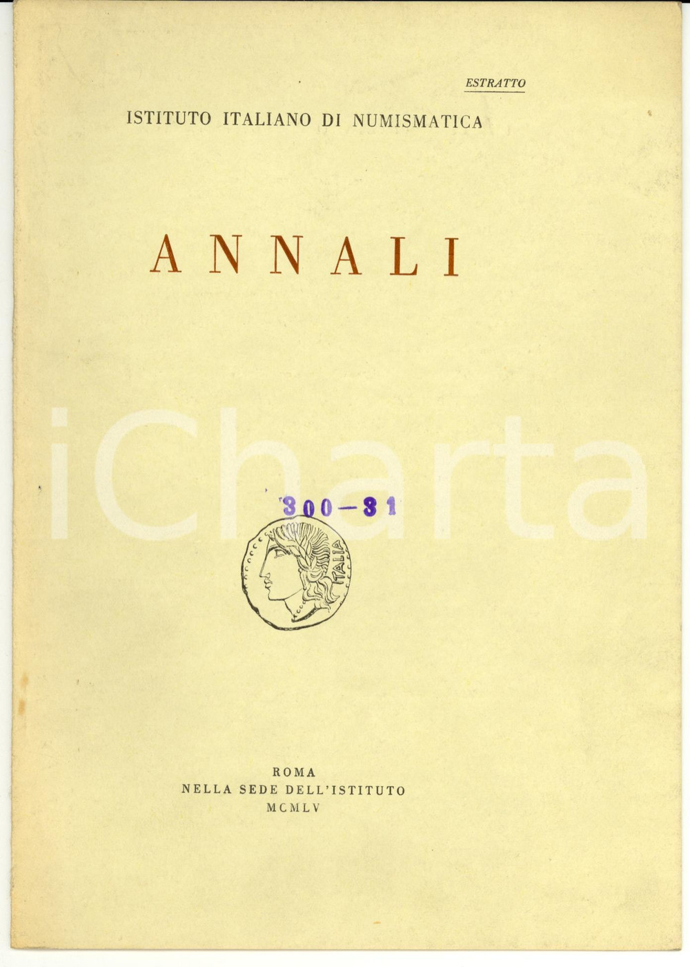 Libro, pubblicazione d epoca 1955 Gianguido BELLONI Arte nella moneta romana repubblicana 1