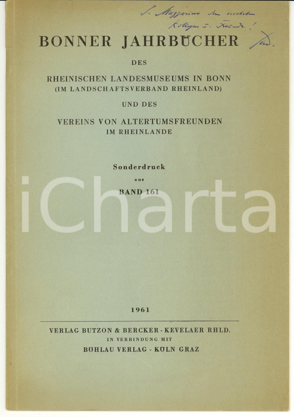 Libro, pubblicazione d epoca 1961 Wolfgang SCHMID Zwei Gedichte auf die Thermae Taurinae AUTOGRAPH 1