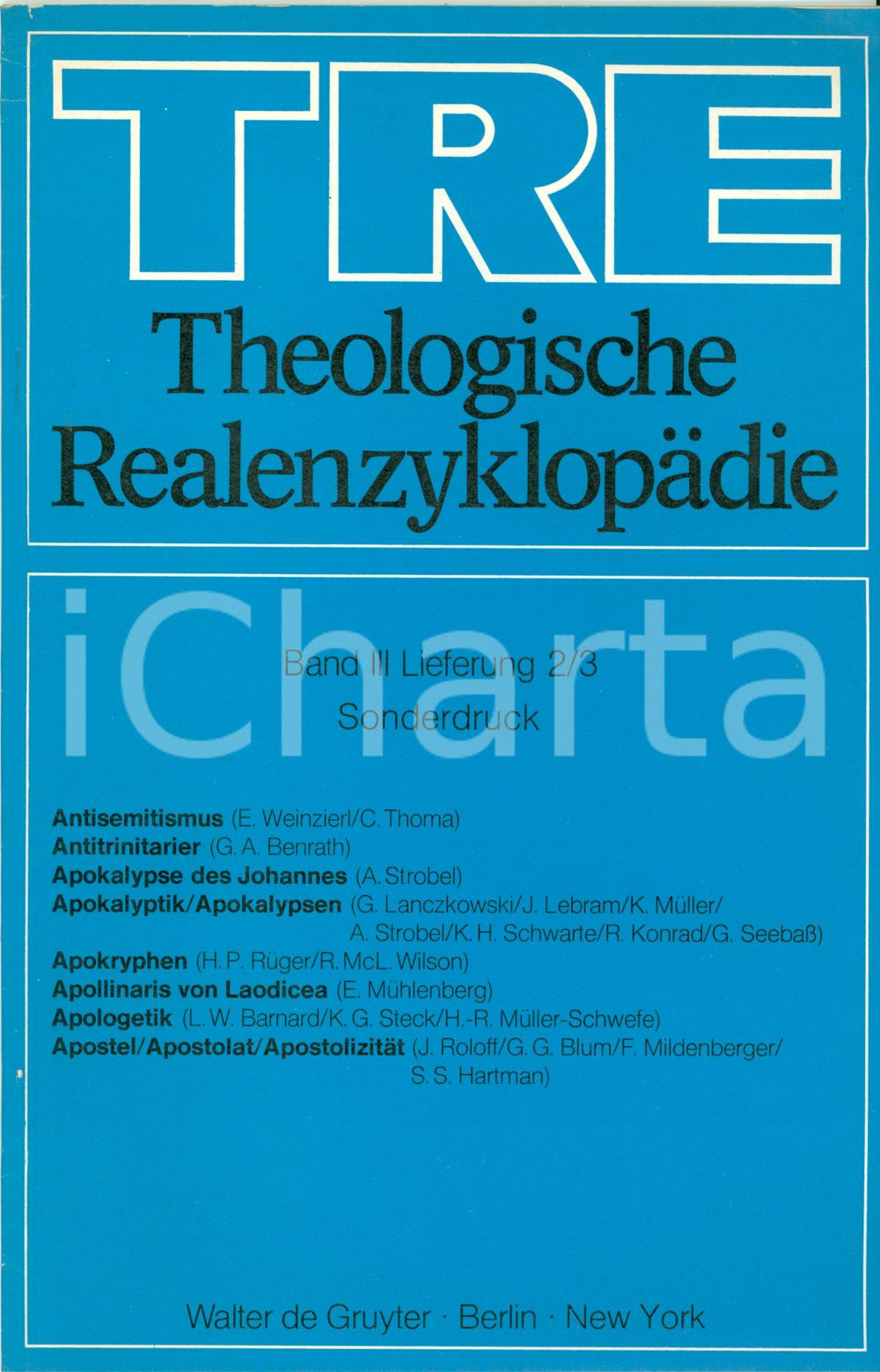 Libro, pubblicazione d epoca 1978 KarlHeinz SCHWARTE Apokalyptik Theologische Realenzyklopadie AUTOGRAFO 1